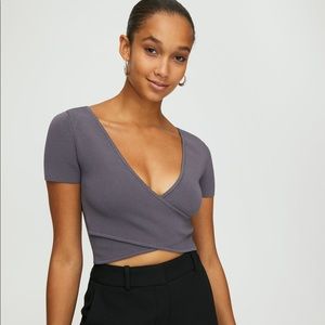 Aritzia Sculpt Knit Cross-Front Top